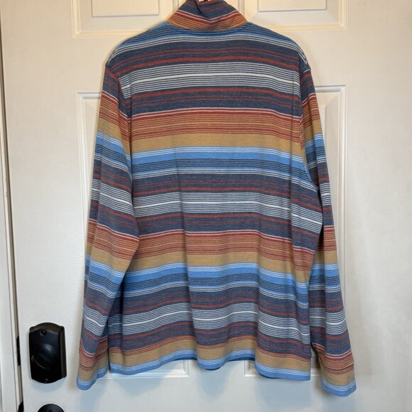 LL Bean Traditional Fit Multicolor Striped Pullover Sweatshirt Men’s XL 1/4 Zip - Picture 2 of 11